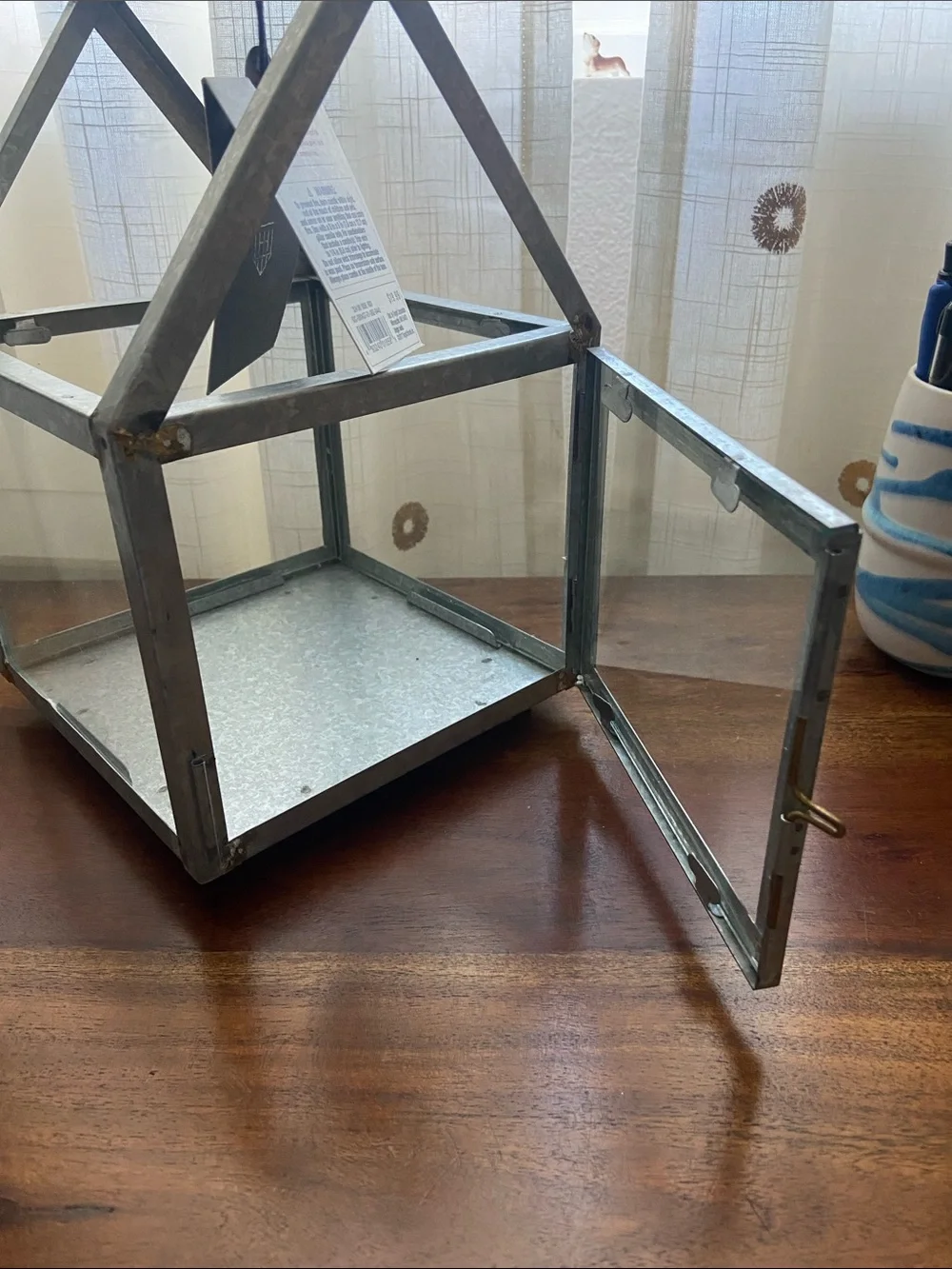 NWT Hearth & Hand with Magnolia Galvanized Silver Metal Lantern